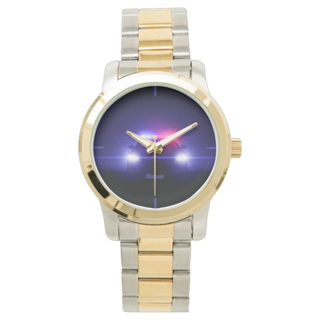 Reloj De Pulsera Coche policial con vigilancia de luces completas (Anverso)