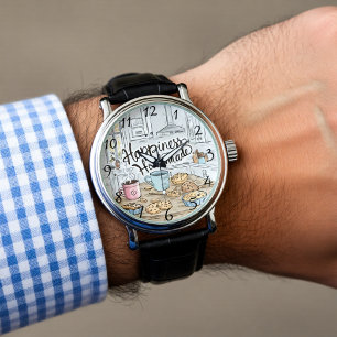 Reloj De Pulsera Cocina Rústica Galletas Frescas Mensaje Conmovedor