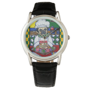 Reloj De Pulsera Cocinero de Pascua Pug