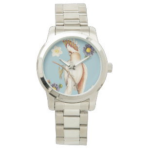 Reloj De Pulsera Cockatoo y flores