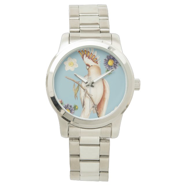 Reloj De Pulsera Cockatoo y flores (Anverso)