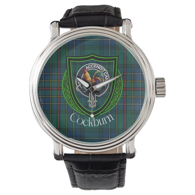 Reloj De Pulsera Cockburn Scottish Clan Tartan & Crest (Anverso)