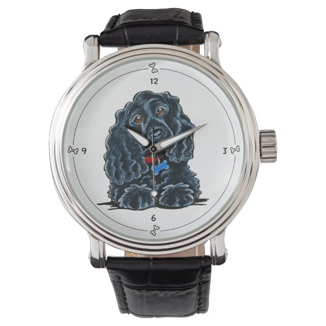 Reloj De Pulsera Cocker negro Spaniel Fitz (Anverso)