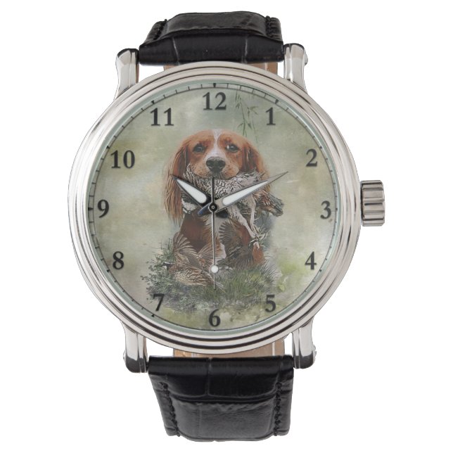 Reloj De Pulsera Cocker Spaniel con perdiz gris (Anverso)