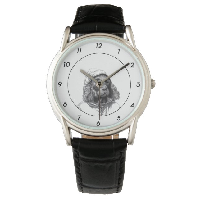 Reloj De Pulsera Cocker Spaniel in Rain Coat (Nieve) M2 (Anverso)