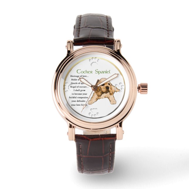 Reloj De Pulsera Cocker Spaniel Puppy Lovers Art (Anverso)