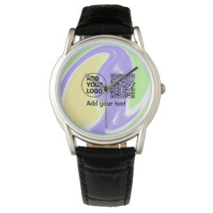 Reloj De Pulsera código q r mínimo simple añadir logotipo código de