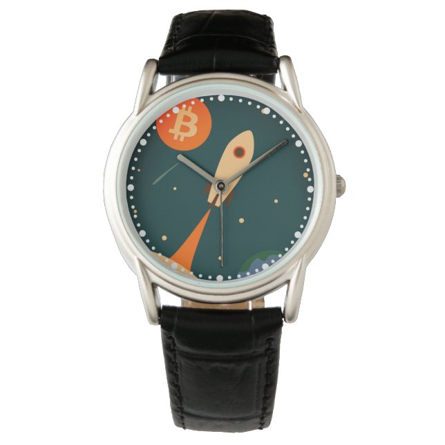Reloj De Pulsera Cohete Bitcoin (Anverso)