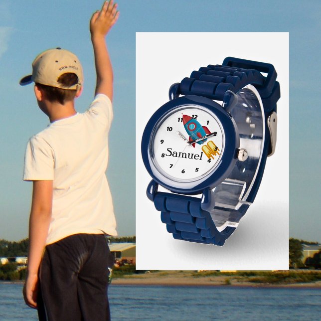 Reloj De Pulsera Cohetes azules personalizados observación infantil (Subido por el creador)