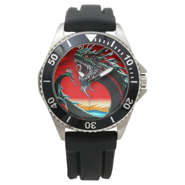 RELOJ DE PULSERA COJÍN DECORATIVO ASIÁTICO DRAGON (Anverso)