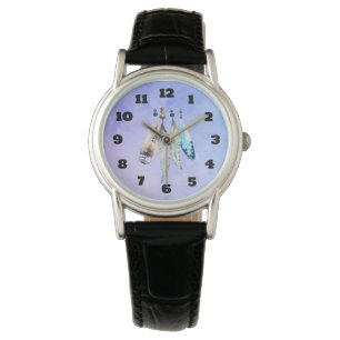 Reloj De Pulsera Colas acuáticas 'n Feathers on Bluish Purple