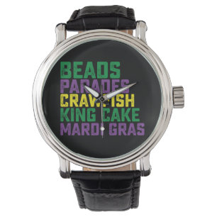 Reloj De Pulsera Colas Desfiles de langostas Rey Pastel Mardi Gras