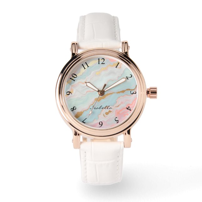 Reloj De Pulsera Colección de lujo dorado rosa mint popular rubor (Anverso)