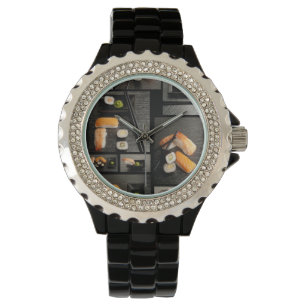 Reloj De Pulsera Colección de sushi sobre fondo negro