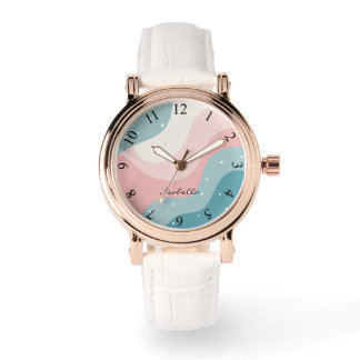 Reloj De Pulsera Colección moderna abstracta de menta rosa sonrojad