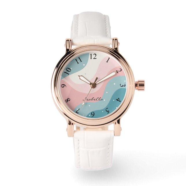 Reloj De Pulsera Colección moderna abstracta de menta rosa sonrojad (Anverso)