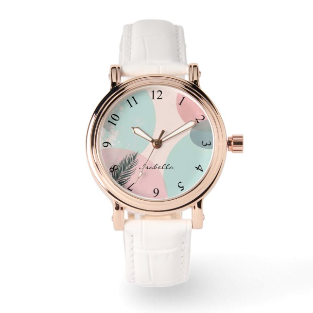 Reloj De Pulsera Colección moderna abstracta de rosa rubor menta (Anverso)