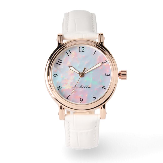 Reloj De Pulsera Colección moderna de lujo rosa suave menta dorada  (Anverso)