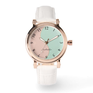 Reloj De Pulsera Colección Moderno Abstracto Rosa Beige Menta