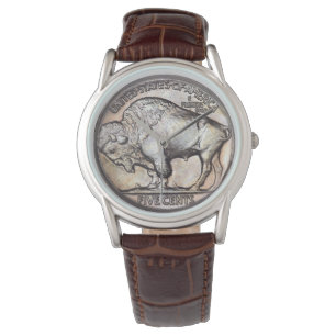 Reloj De Pulsera Colector de monedas raras de níquel de búfalo anti