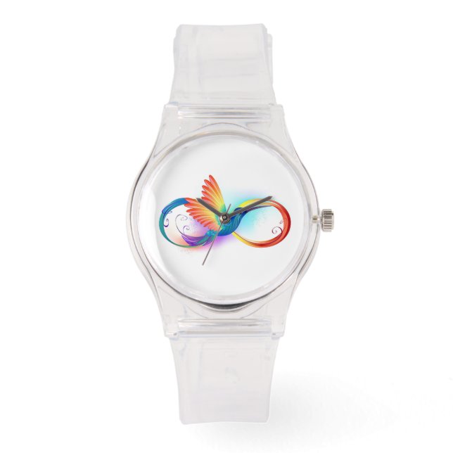 Reloj De Pulsera Colibrí arcoiris con símbolo Infinity (Anverso)