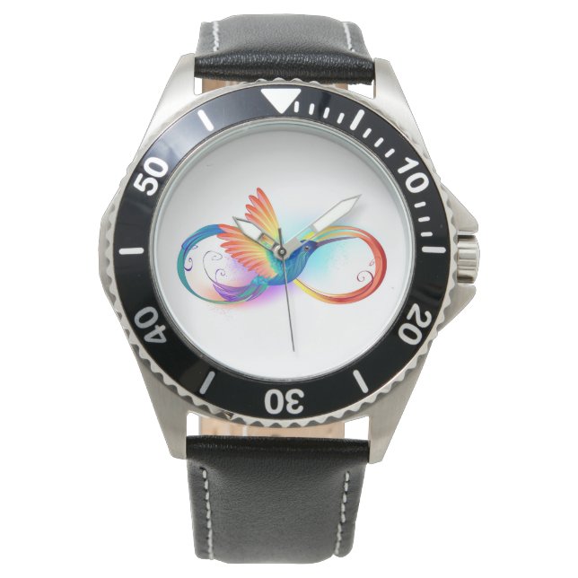 Reloj De Pulsera Colibrí arcoiris con símbolo Infinity (Anverso)