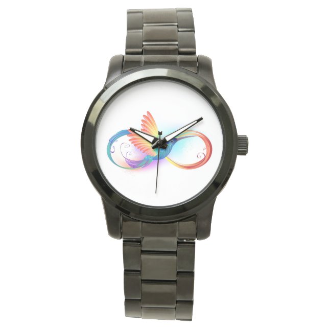Reloj De Pulsera Colibrí arcoiris con símbolo Infinity (Anverso)