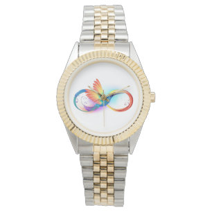 Reloj De Pulsera Colibrí arcoiris con símbolo Infinity