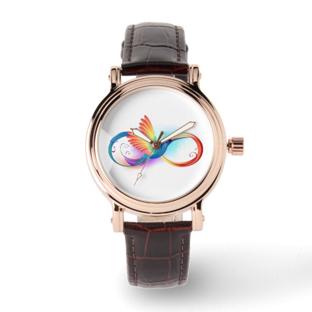 Reloj De Pulsera Colibrí arcoiris con símbolo Infinity (Anverso)