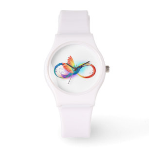 Reloj De Pulsera Colibrí arcoiris con símbolo Infinity