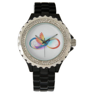 Reloj De Pulsera Colibrí arcoiris con símbolo Infinity