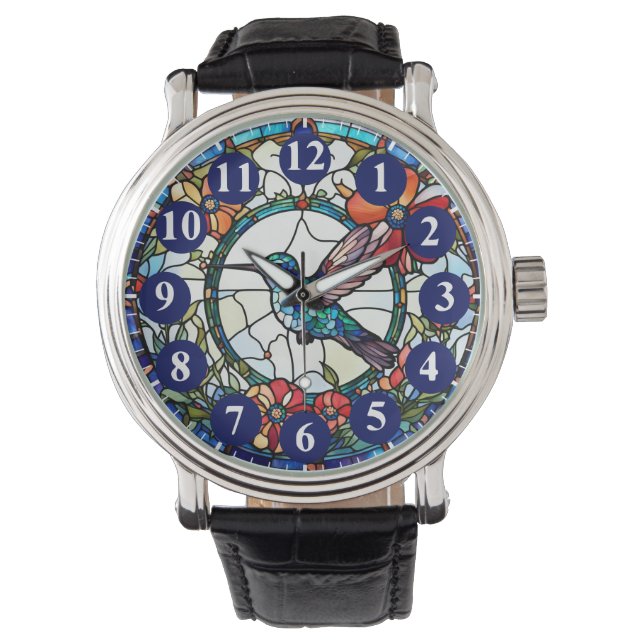 Reloj De Pulsera Colibrí azul oscuro colibrí con muñeca de pájaro d (Anverso)
