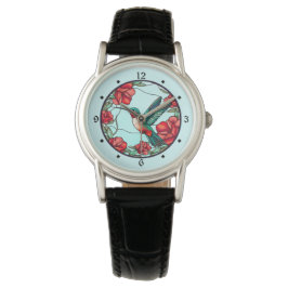 Reloj De Pulsera Colibrí de flores rojas