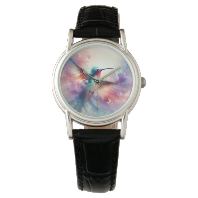 Reloj De Pulsera Colibrí elegante en acuarela (Anverso)