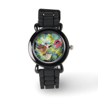 Reloj De Pulsera colibrí hermoso y flores