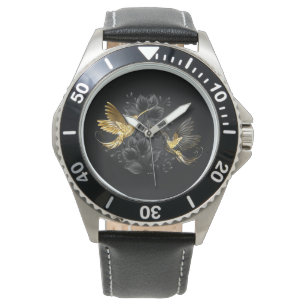 Reloj De Pulsera Colibrí negro y dorado