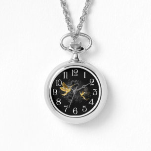 Reloj De Pulsera Colibrí negro y dorado