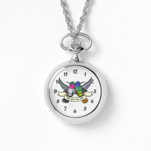 Reloj De Pulsera Colibríes Lindos Agrega Tu Propio Texto Cinta Dibu