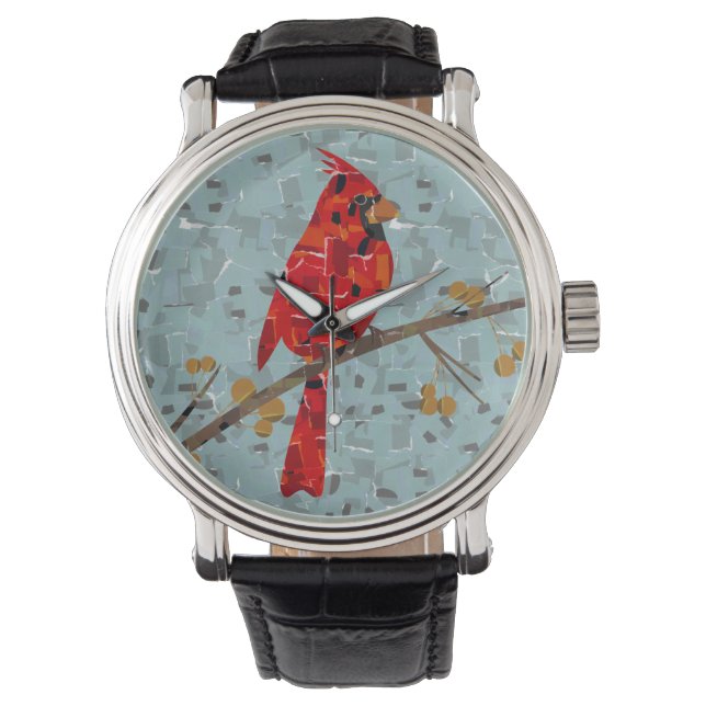 Reloj De Pulsera Collage de aves cardinales navidades (Anverso)