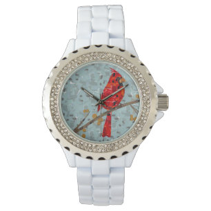 Reloj De Pulsera Collage de aves cardinales navidades