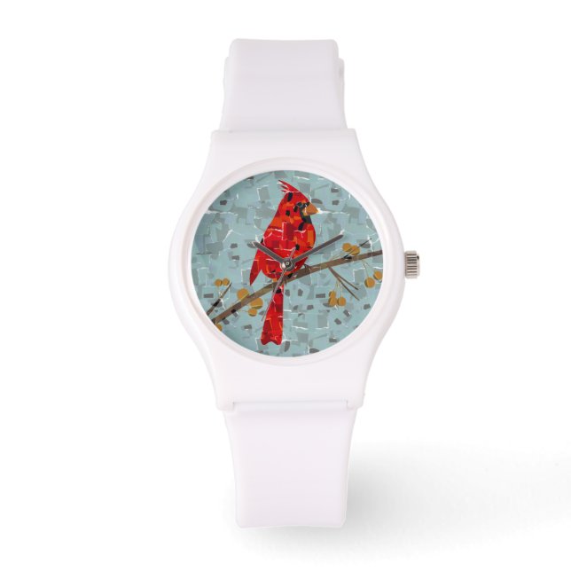 Reloj De Pulsera Collage de cardenal de Navidad (Anverso)