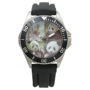 Reloj De Pulsera collage de cuatro imágenes pandas