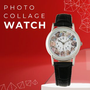Reloj De Pulsera Collage de fotos 12 personalizado moderno