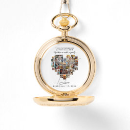 Reloj De Pulsera Collage de fotos del corazón de aniversario de la 