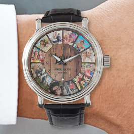 Reloj De Pulsera Collage de fotos familiar personalizado recuperó m