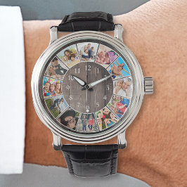 Reloj De Pulsera Collage de fotos personalizado Familia Rustic Farm