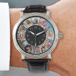 Reloj De Pulsera Collage de fotos personalizado familiar personaliz<br><div class="desc">Crea tu propio reloj de collage personalizado de 12 fotos con tus imágenes personalizados en un sencillo fondo negro moderno. Añade tus fotos, diseños o obras de arte favoritas para crear algo realmente único. Puede agregar fácilmente más texto o imágenes, fuentes personalizares y fondo. ¡Trate o haga el regalo perfecto...</div>