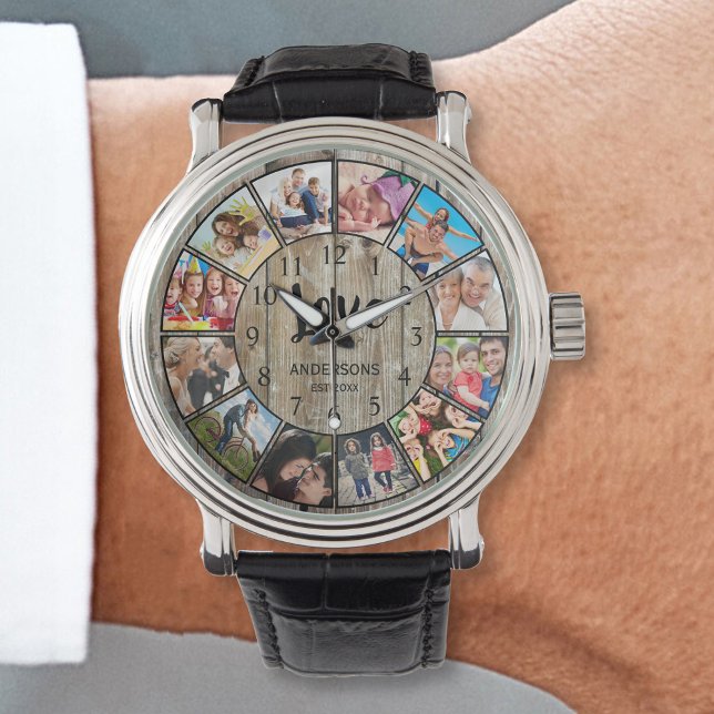 Reloj De Pulsera Collage de fotos personalizado Rustic Farmhouse (Subido por el creador)