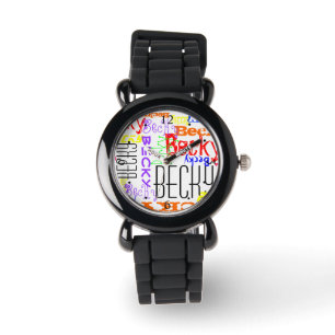 Reloj De Pulsera Collage de nombres personalizados personalizado pe