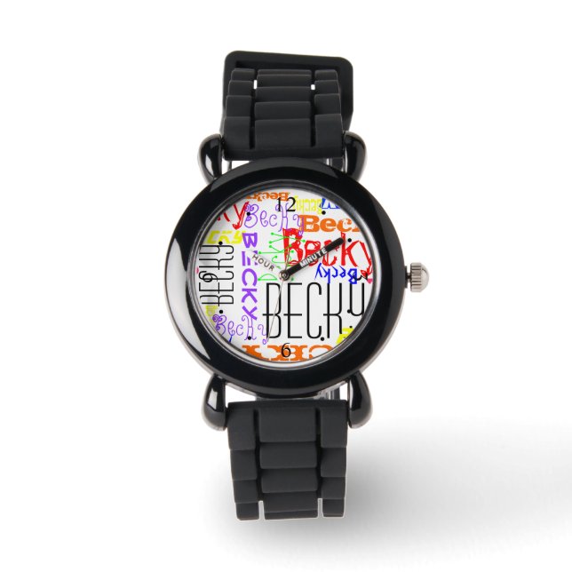 Reloj De Pulsera Collage de nombres personalizados personalizado pe (Anverso)